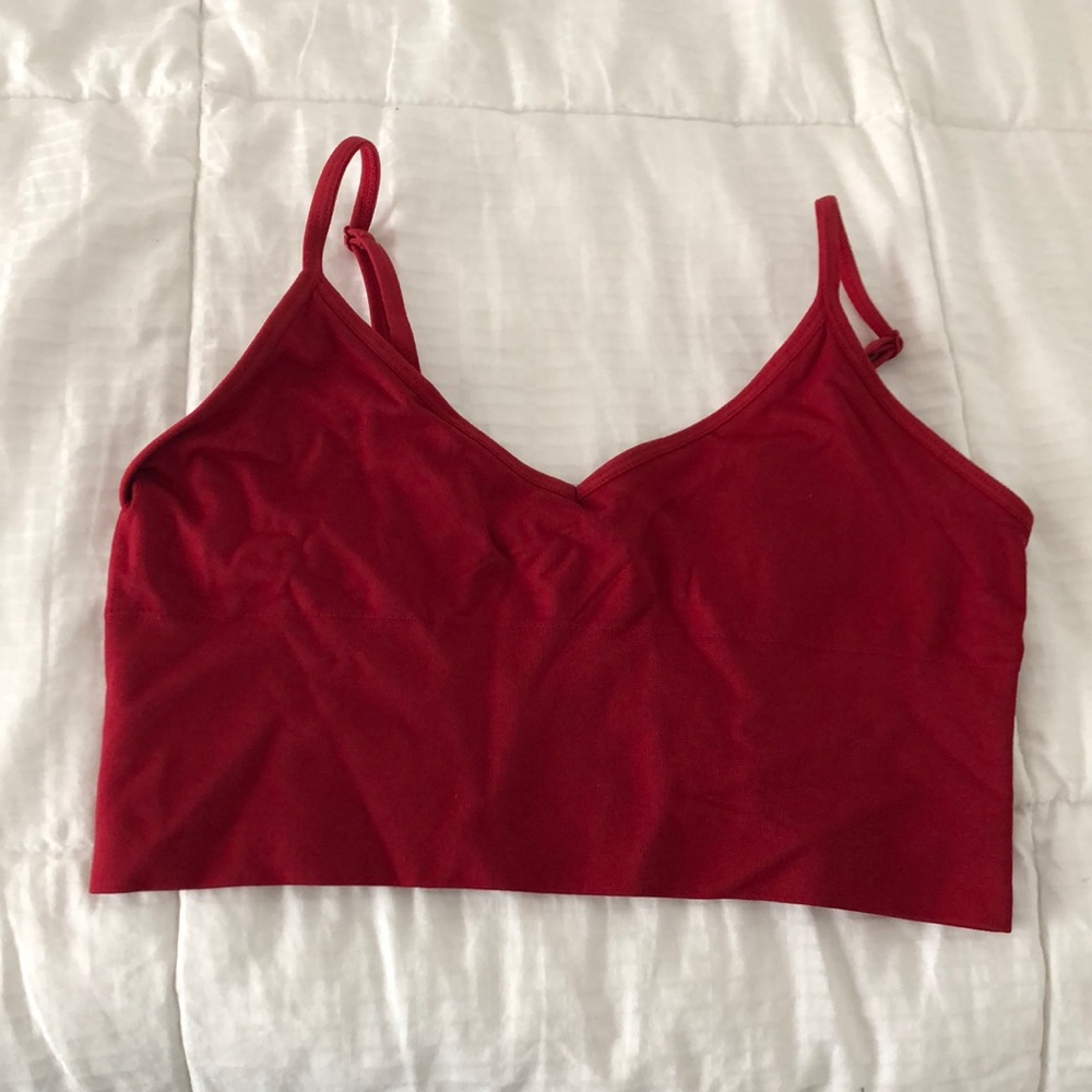 Red cropped tank top